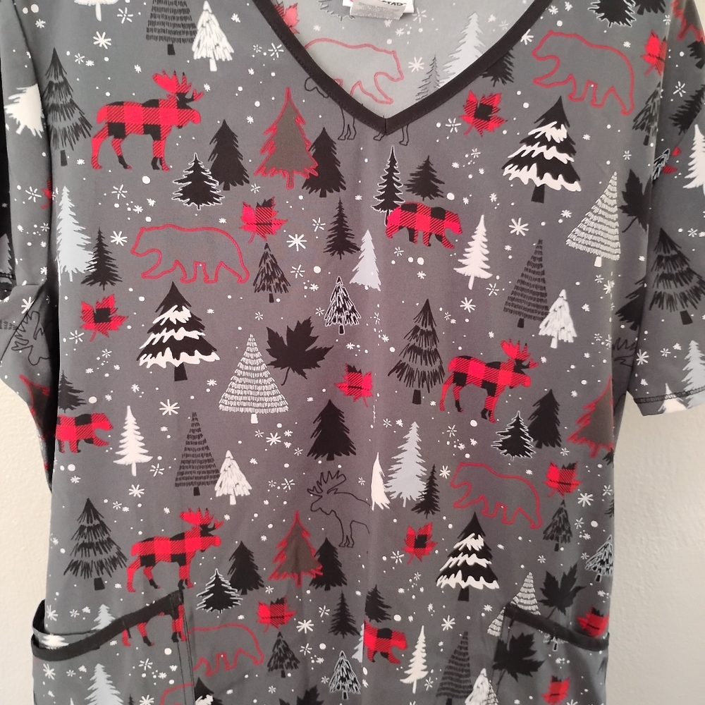 Scrubstar Gray Patterned Women's Top